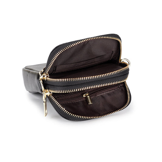 Women's Fashion Vertical Mobile First Layer Cowhide Phone Bags