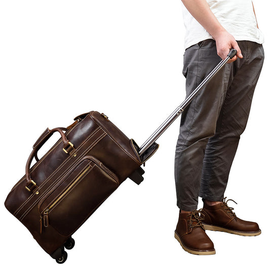 Men's Leather Retro Large Capacity Business Travel Bags
