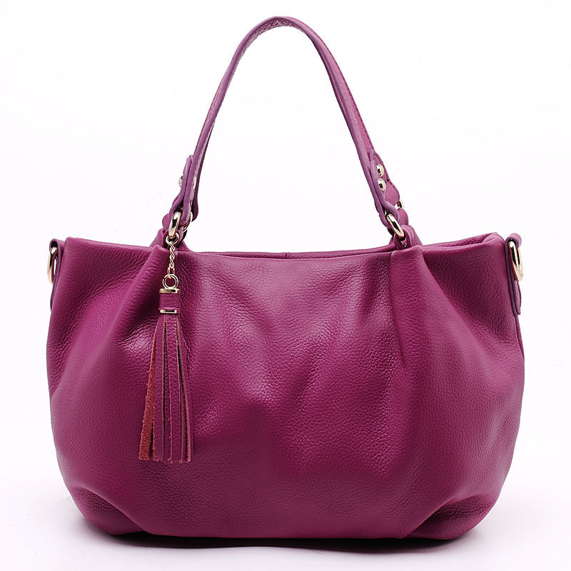 Women's Style Fashionable Portable Top Layer Cowhide Elegant Bucket Bags