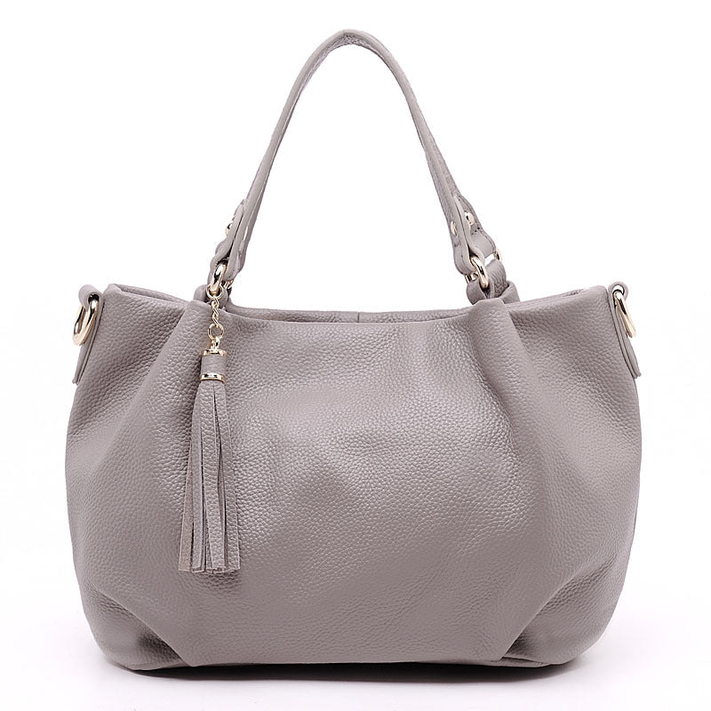 Women's Style Fashionable Portable Top Layer Cowhide Elegant Bucket Bags