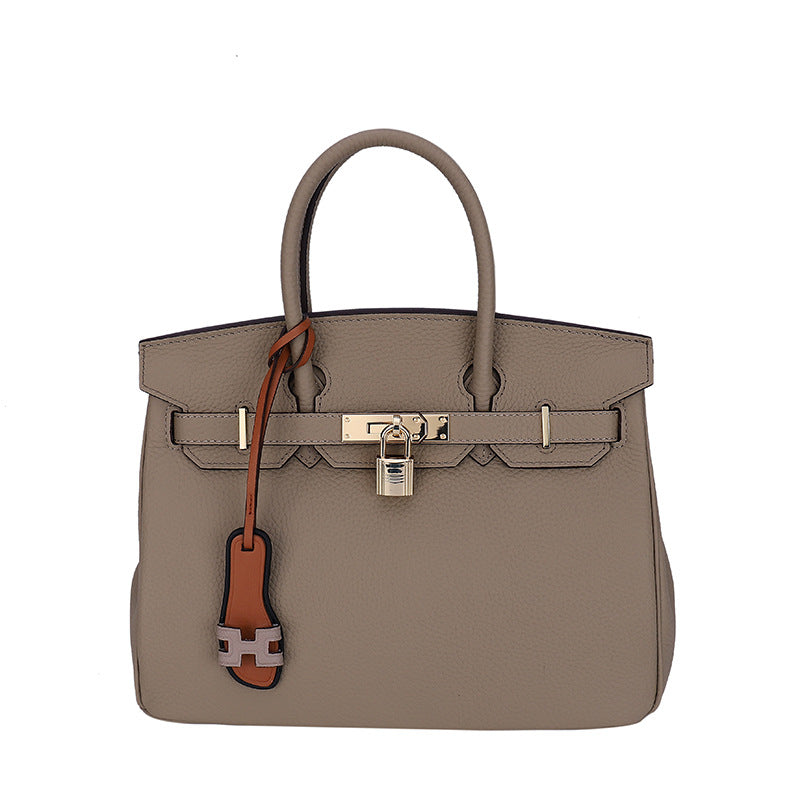 Women's Color Matching Spoof Fashion First Layer Cowhide Handbags