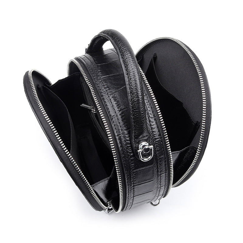 Women's Genuine Leather Round Crocodile Pattern Fashion Shoulder Bags