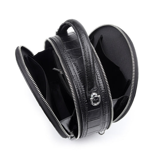 Women's Genuine Leather Round Crocodile Pattern Fashion Shoulder Bags