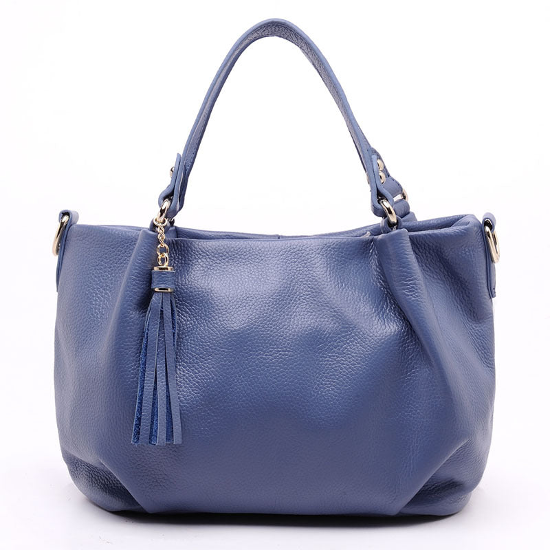 Women's Style Fashionable Portable Top Layer Cowhide Elegant Bucket Bags