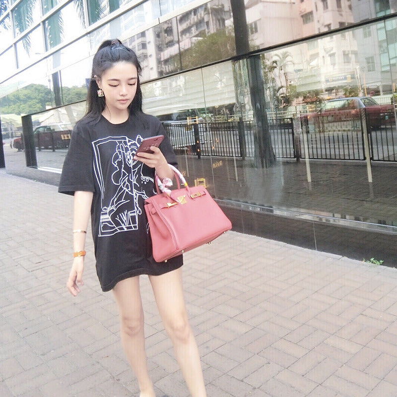 Women's Cowhide Lychee Pattern Genuine Leather Crocodile Shoulder Bags