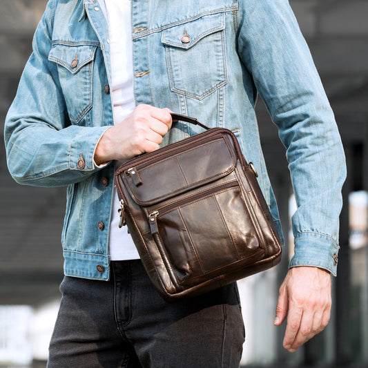 Men's Leather Cowhide Crazy Horse Retro Men's Messenger Bags