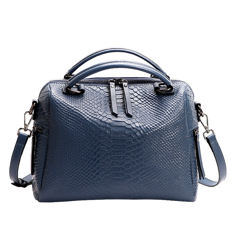 Women's Elegant Crocodile Pattern Wide Strap Large Handbags