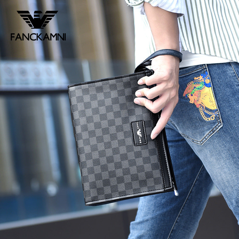 Men's Kerry Clutch Fashion Chessboard Plaid Envelope Men's Handbags