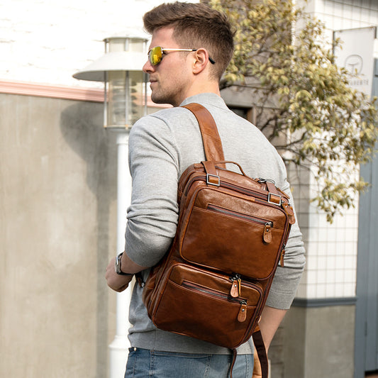 Men's First Layer Cowhide Retro Official Document Men's Messenger Bags