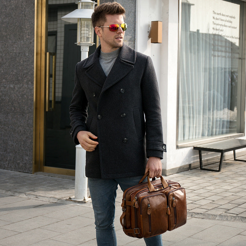 Men's First Layer Cowhide Retro Official Document Men's Messenger Bags