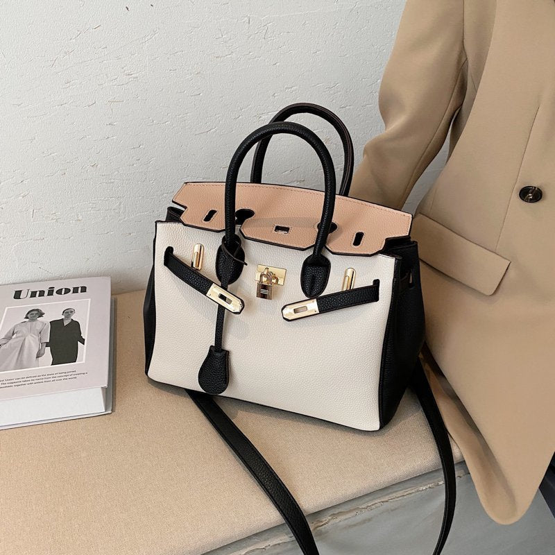 Retro Trendy Contrast Color Big Fashion Shoulder Bags