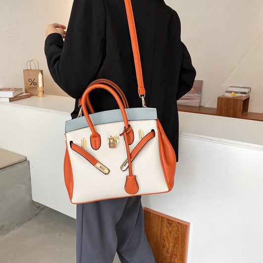 Retro Trendy Contrast Color Big Fashion Shoulder Bags