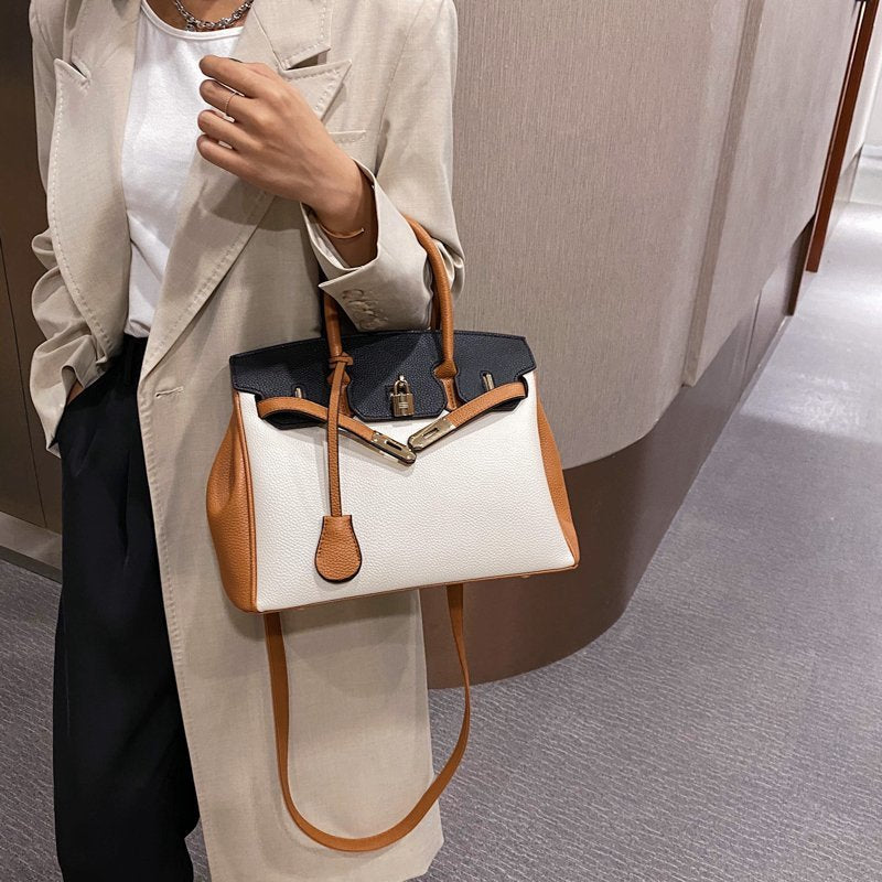 Retro Trendy Contrast Color Big Fashion Shoulder Bags