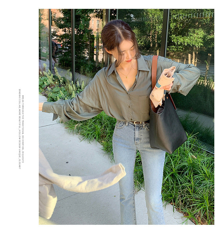 Women's Fashionable Korean Simple Large Capacity Tote Bags