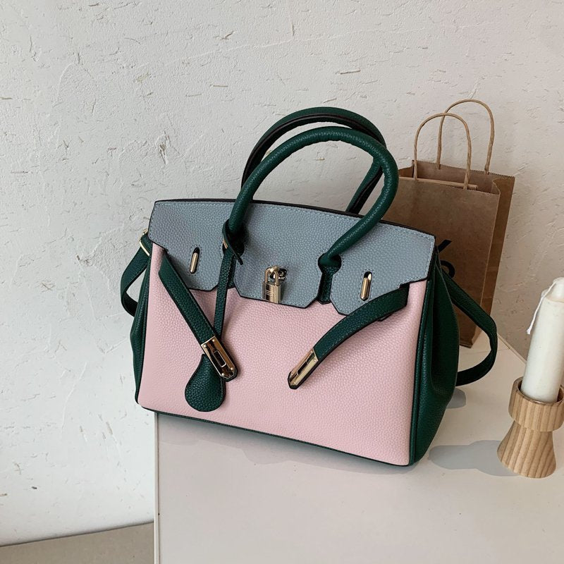 Retro Trendy Contrast Color Big Fashion Shoulder Bags