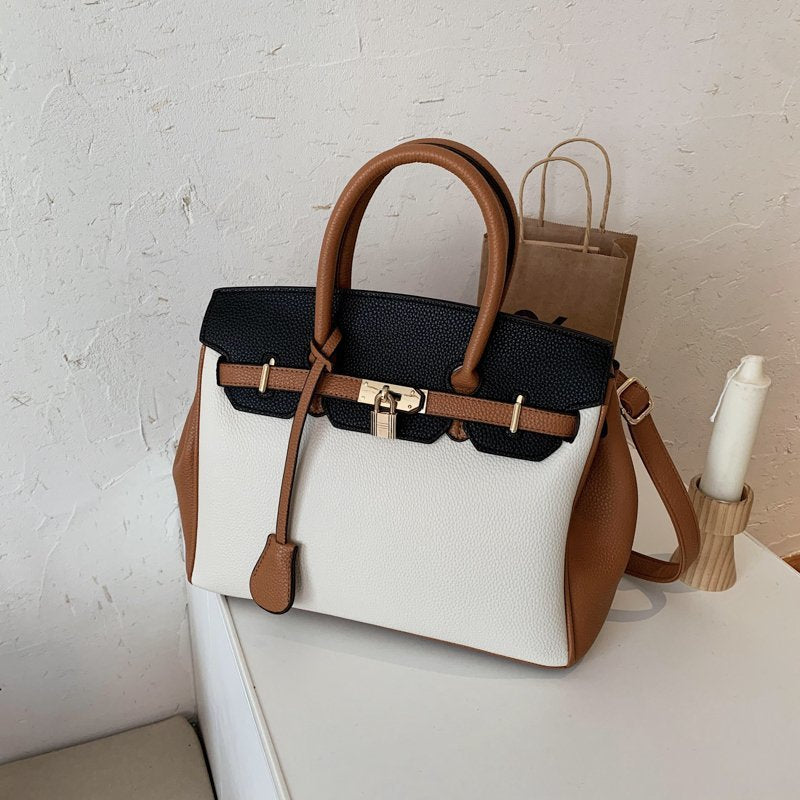 Retro Trendy Contrast Color Big Fashion Shoulder Bags