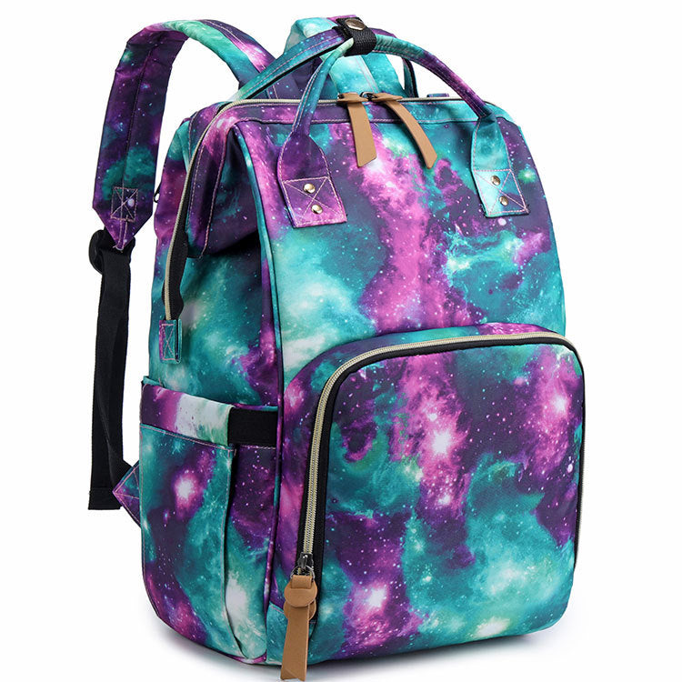 Women's Mummy Waterproof Diaper Portable Printing Starry Bags