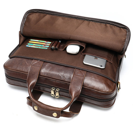 Men's Classic Business Leather Inch Computer Handbags