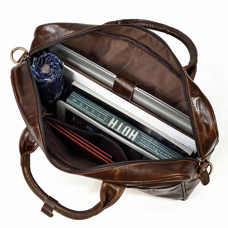 Men's Leather Vintage Business First Layer Computer Men's Briefcases