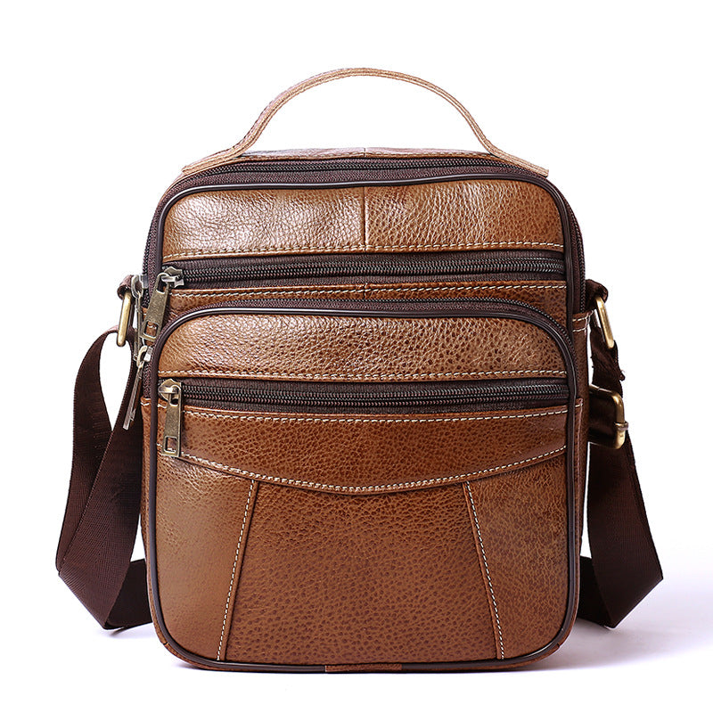 Men's Genuine Leather Retro Vertical Top Layer Shoulder Bags