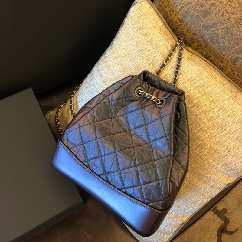 Women's Classic Style Rhombus Chain Hobo Leather Backpacks