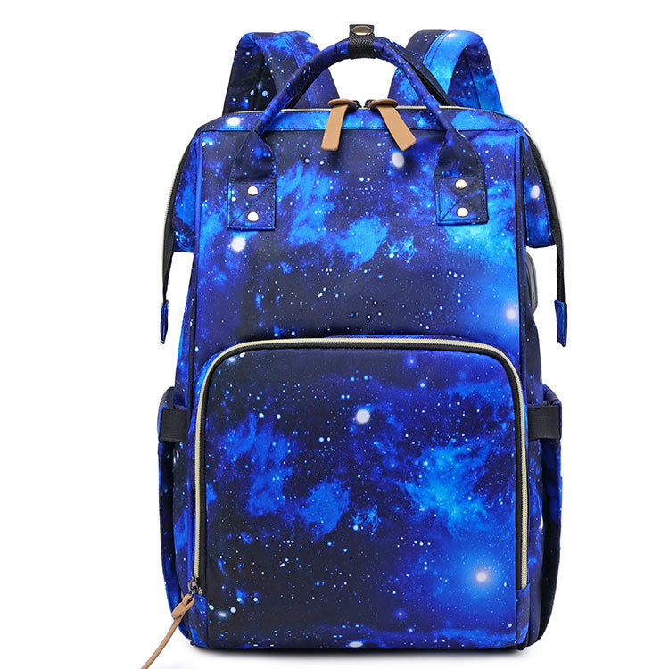 Women's Mummy Waterproof Diaper Portable Printing Starry Bags
