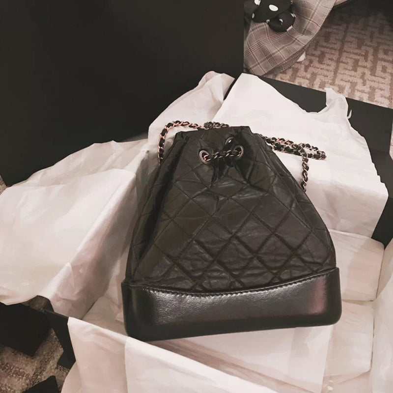 Women's Classic Style Rhombus Chain Hobo Leather Backpacks