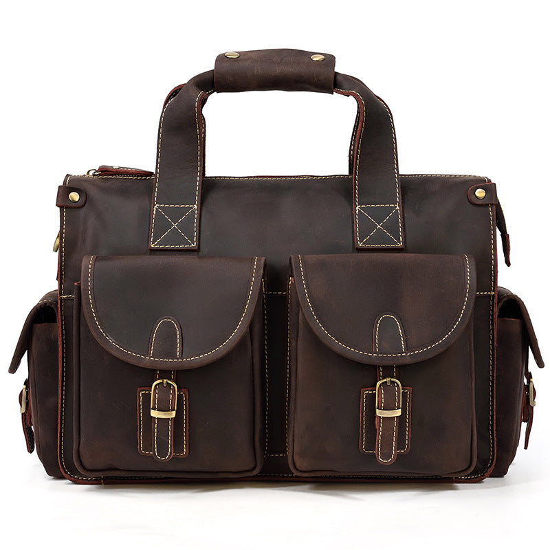 Men's Cowhide Leather Crazy Horse Out Computer Men's Briefcases