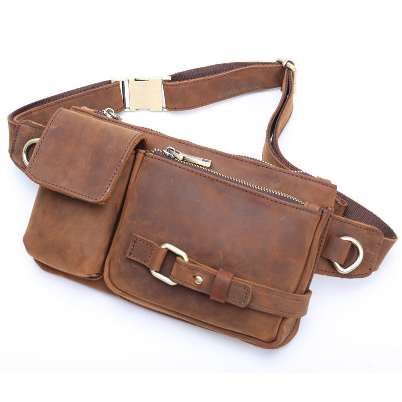 Men's Crazy Horse Mobile Retro First Layer Men's Waist Packs