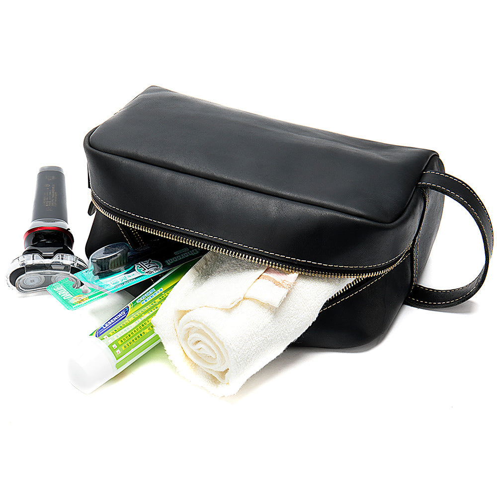 Men's Vintage Crazy Horse Leather Clutch Genuine Toiletry Men's Handbags