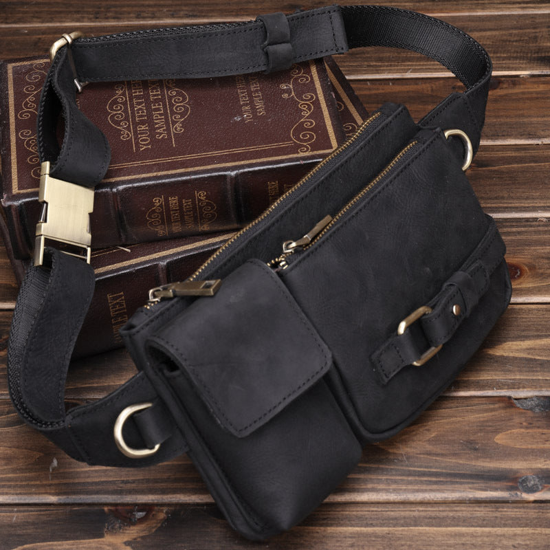 Men's Crazy Horse Mobile Retro First Layer Men's Waist Packs