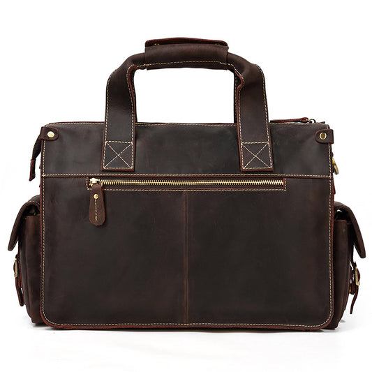 Men's Cowhide Leather Crazy Horse Out Computer Men's Briefcases