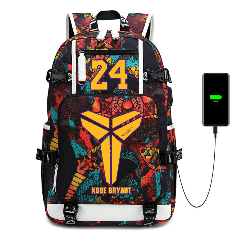 Men's Mamba Memorial Tribute Basketball Printed Trendy Backpacks