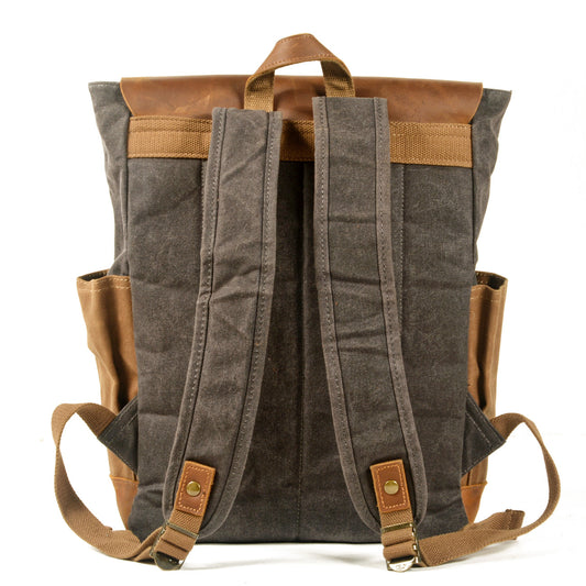 Men's British Retro Leather Stitching Oil Wax Men's Bags