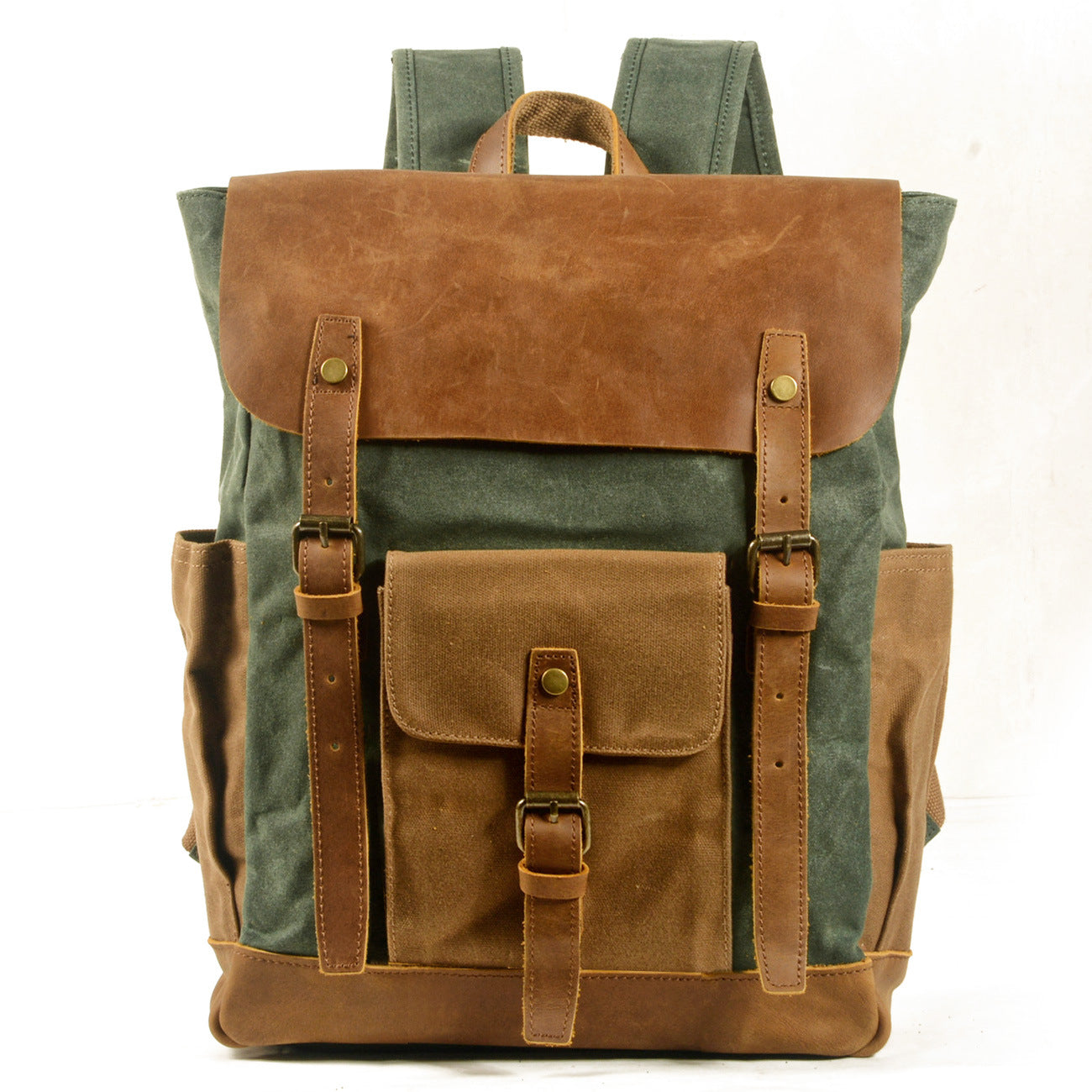Men's British Retro Leather Stitching Oil Wax Men's Bags