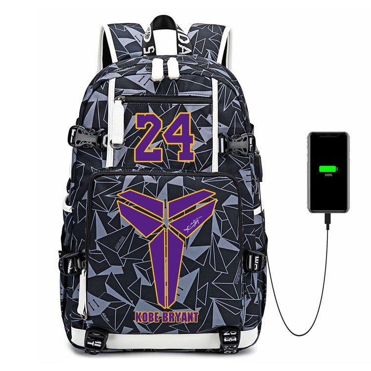 Men's Mamba Memorial Tribute Basketball Printed Trendy Backpacks