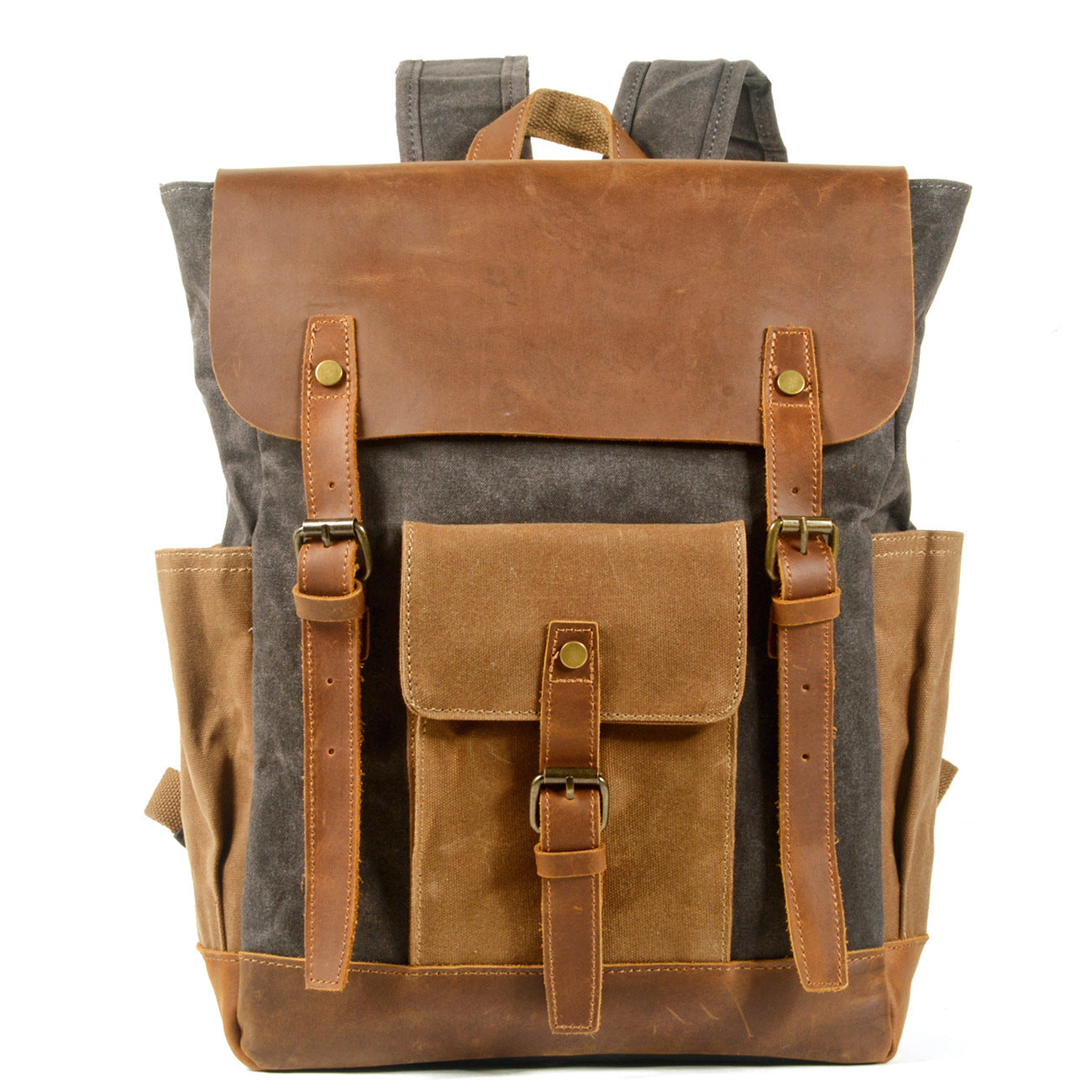 Men's British Retro Leather Stitching Oil Wax Men's Bags