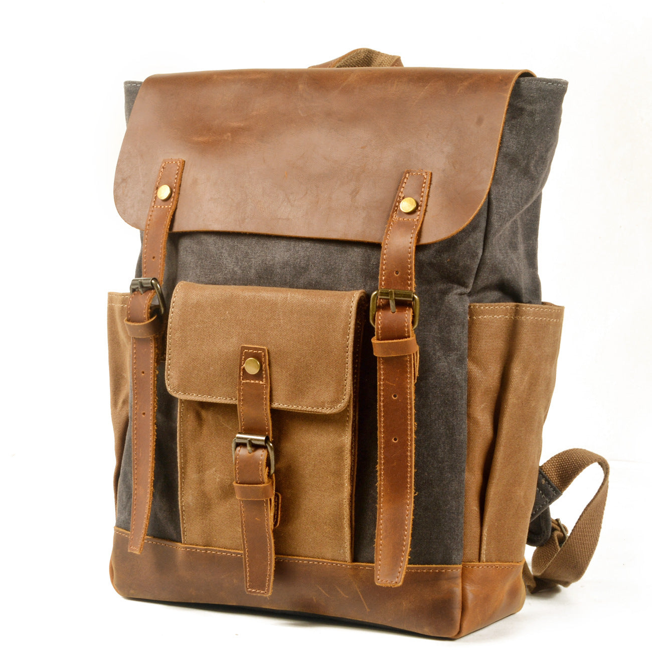 Men's British Retro Leather Stitching Oil Wax Men's Bags
