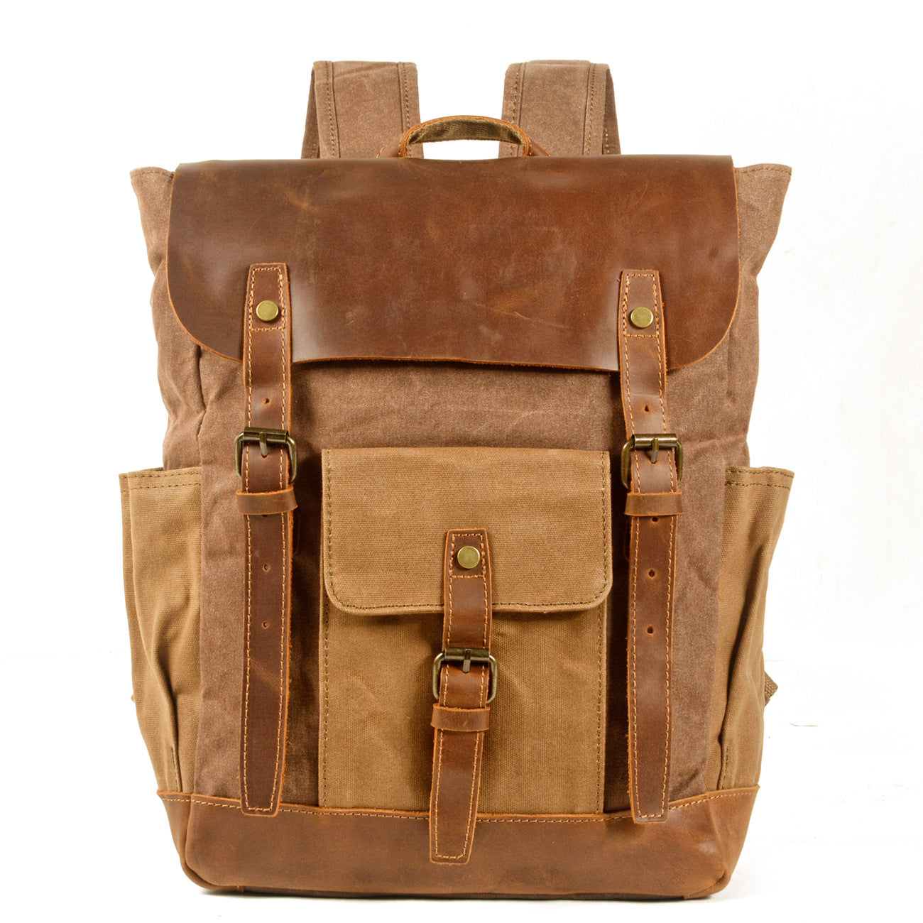 Men's British Retro Leather Stitching Oil Wax Men's Bags
