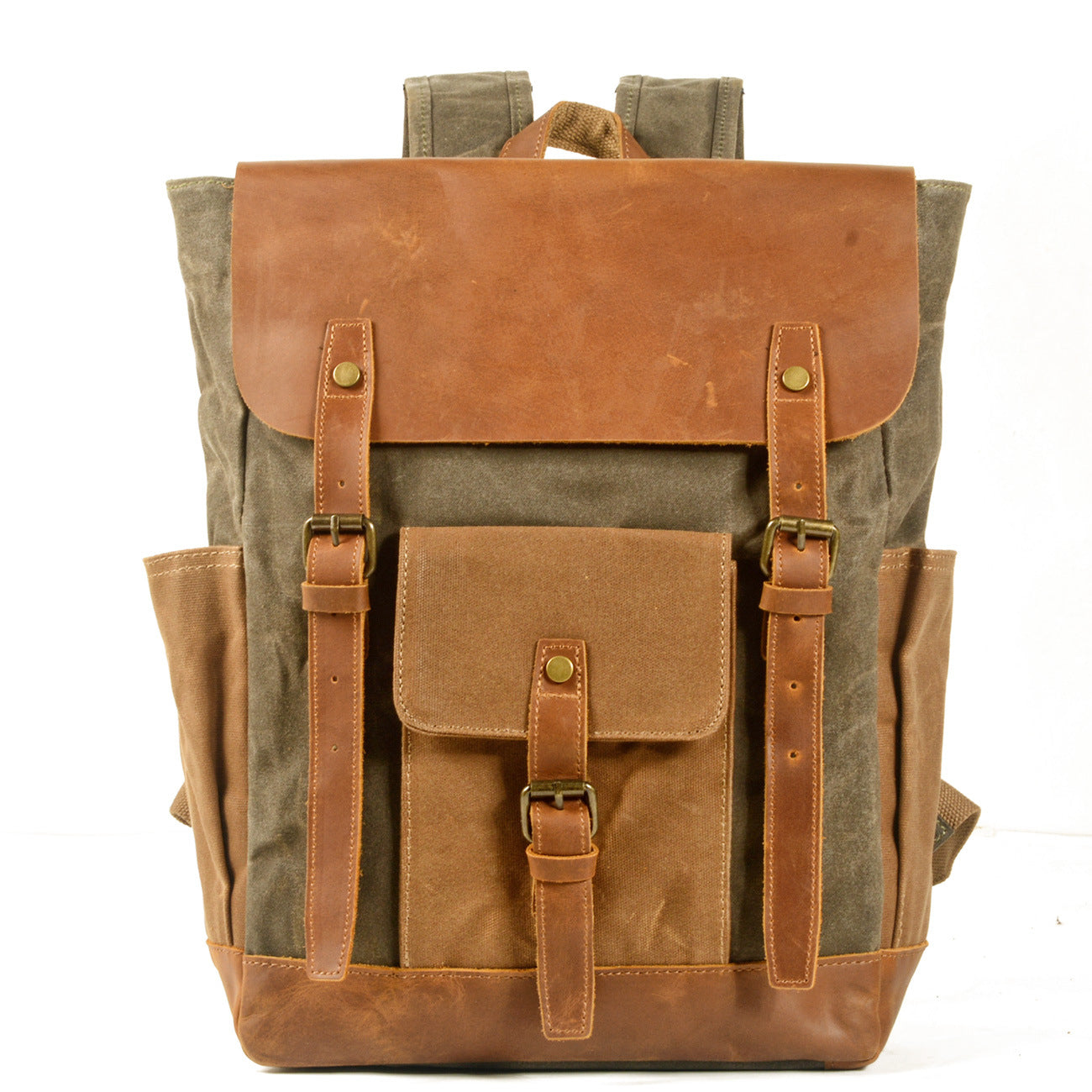 Men's British Retro Leather Stitching Oil Wax Men's Bags
