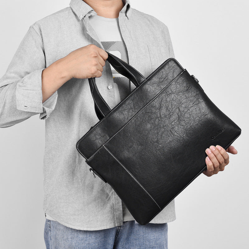 Men's Genuine Leather Cattle Business Trip Document Men's Briefcases