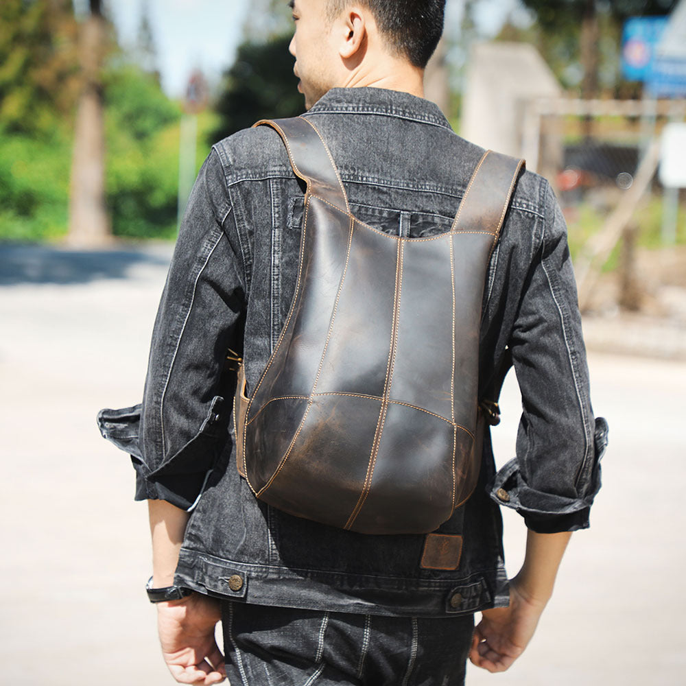 Women's & Men's & Personalized Crazy Horse Leather Genuine Backpacks