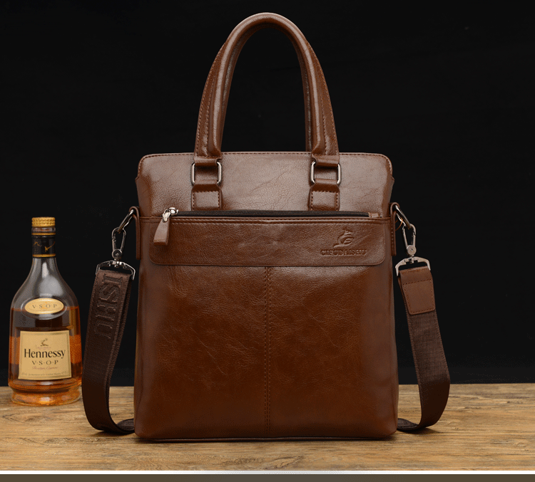 Men's Classy Horizontal Business Cowhide Computer Men's Briefcases