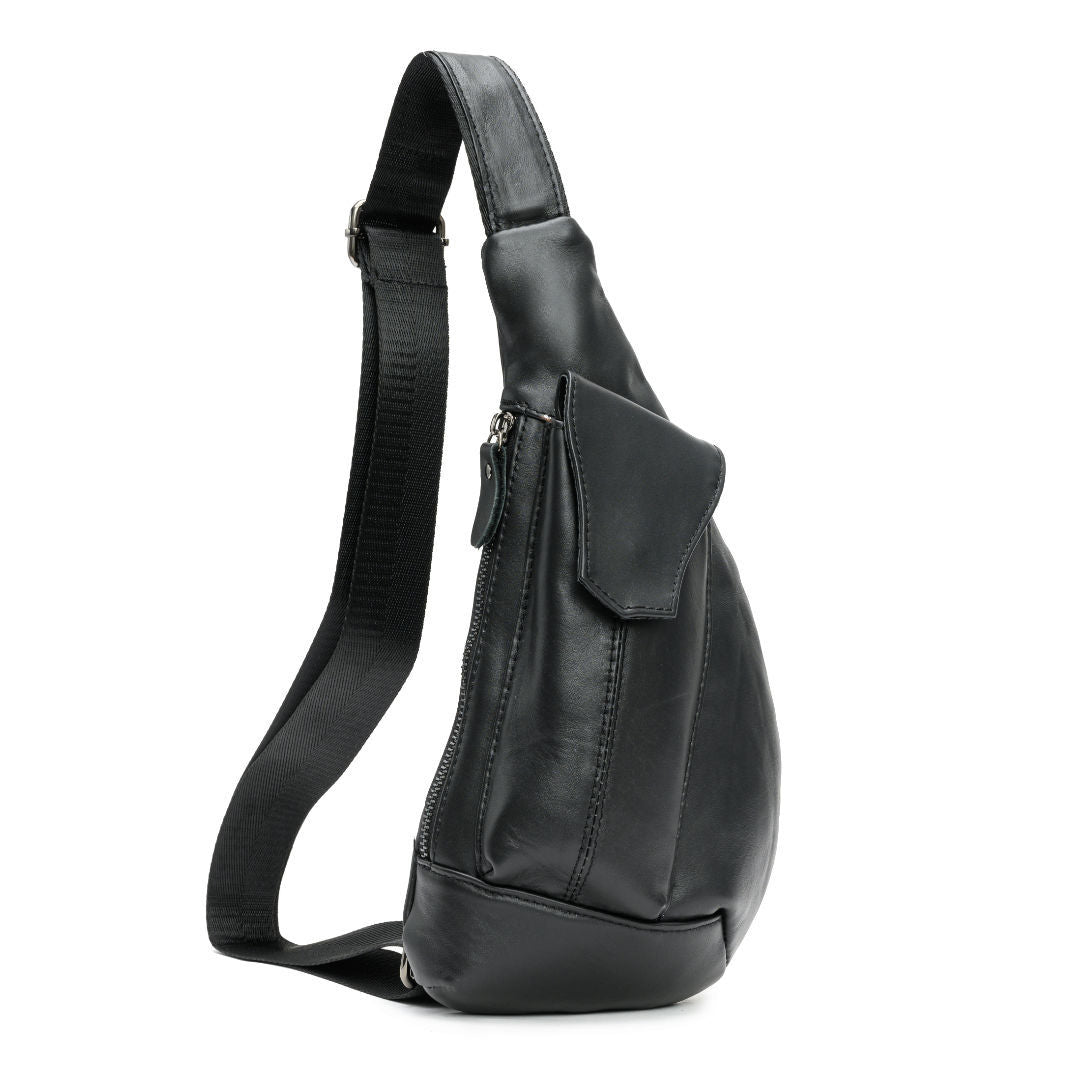 Men's Vertical Design Genuine Leather Retro First Men's Chest Bags