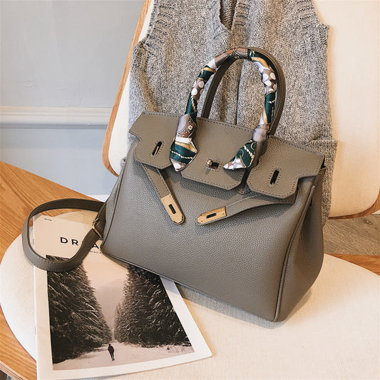 Women's Korean Big Portable Litchi Pattern Fashion Handbags