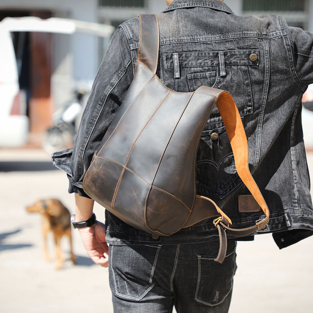 Women's & Men's & Personalized Crazy Horse Leather Genuine Backpacks