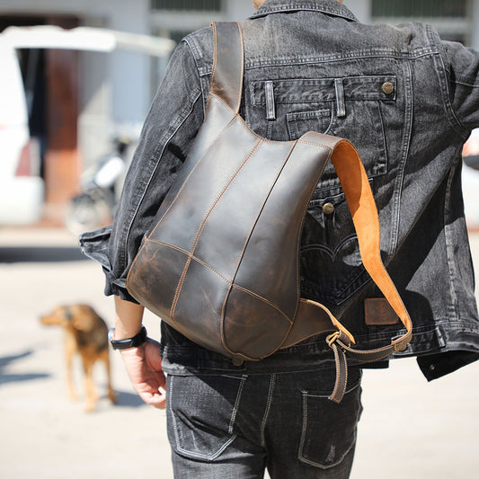 Women's & Men's & Personalized Crazy Horse Leather Genuine Backpacks