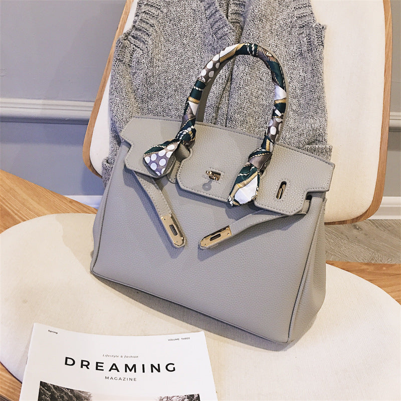 Women's Korean Big Portable Litchi Pattern Fashion Handbags