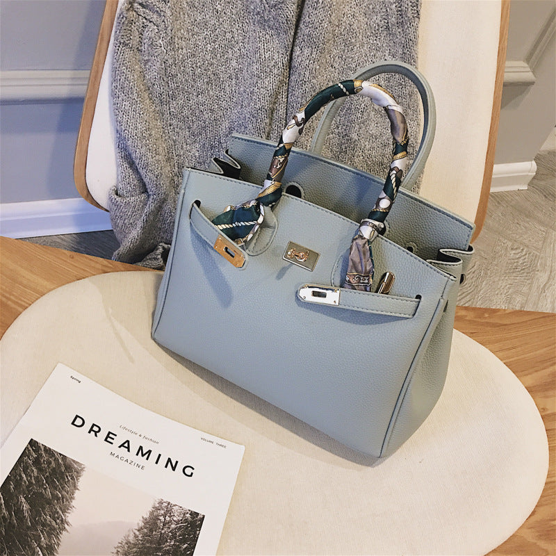 Women's Korean Big Portable Litchi Pattern Fashion Handbags