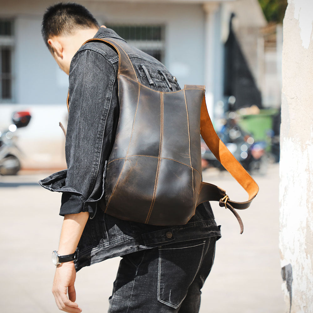 Women's & Men's & Personalized Crazy Horse Leather Genuine Backpacks